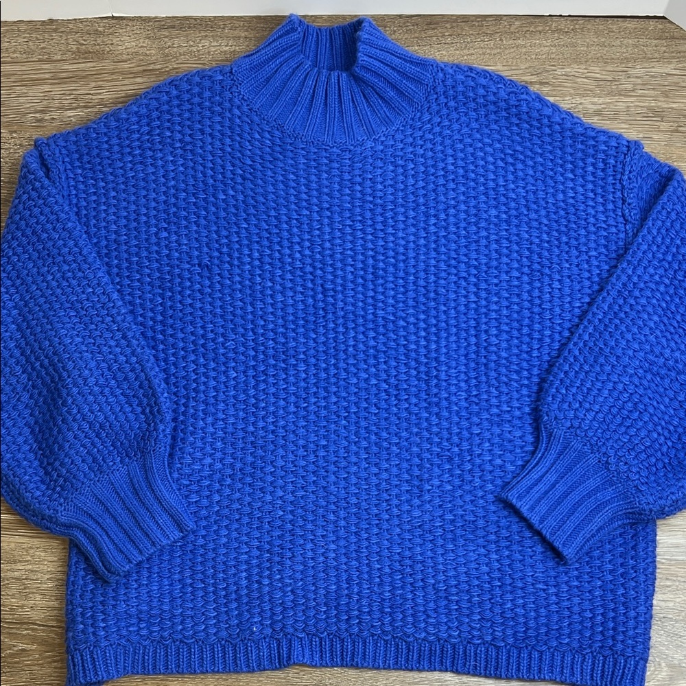 Promesa Cobalt Blue Mock Neck Chunky Knit Sweater – Size Small